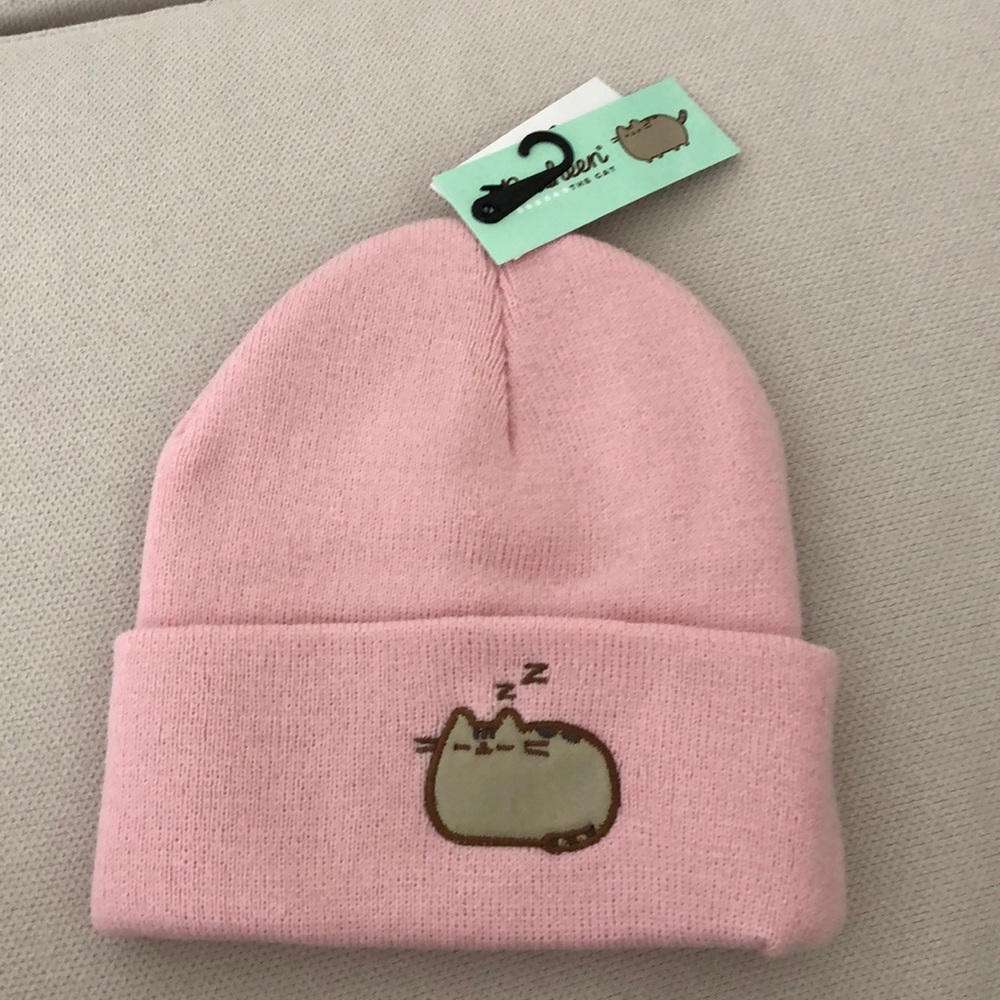 PUSHEEN THE CAT PINK KNIT BEANIE HAT BY CULTUREFLY NEW WITH TAGS ONE SIZE